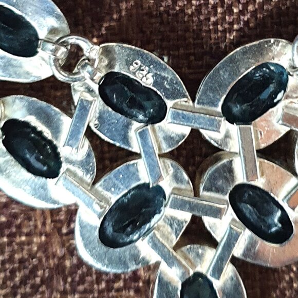 Gorgeous 925 Sterling Silver Topaz-Colored Crystal Bridal Statement Necklace - Picture 6 of 11